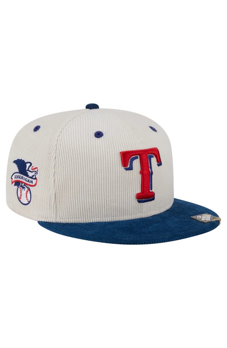 New Era Men's New Era Cream/Royal Texas Rangers Two-Tone Corduroy 59FIFTY Fitted Hat, Main, color, Cream