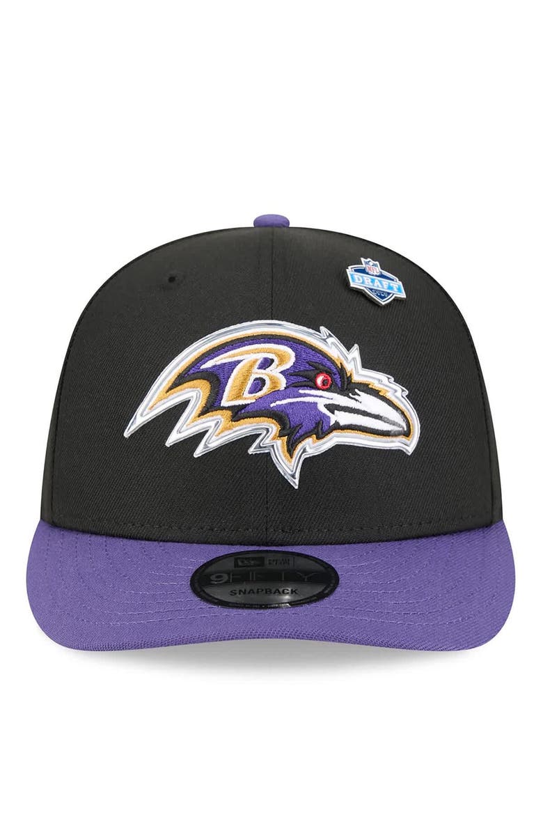 New Era Men's New Era Black/Purple Baltimore Ravens 2026 NFL Draft On Stage Pre-Curved 9FIFTY Snapback Hat, Alternate, color, Black