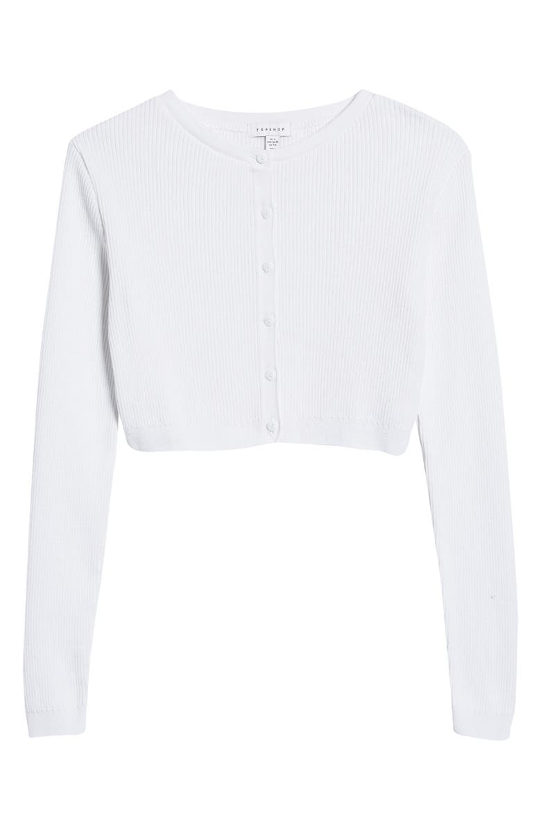 Topshop Rib Knit Crop Cardigan, Alternate, color,