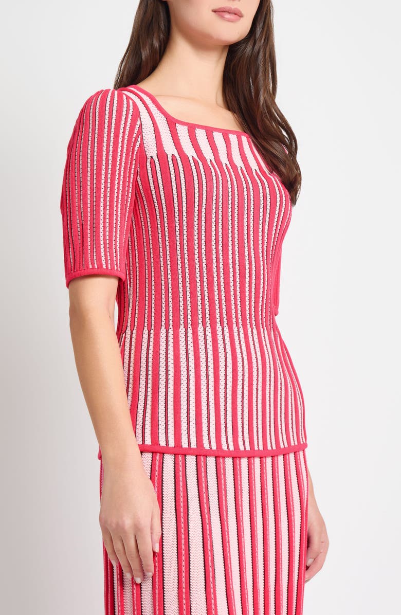 Ming Wang Pointelle Stitch Sweater, Alternate, color, Vibrant Fuchsia/ Multi