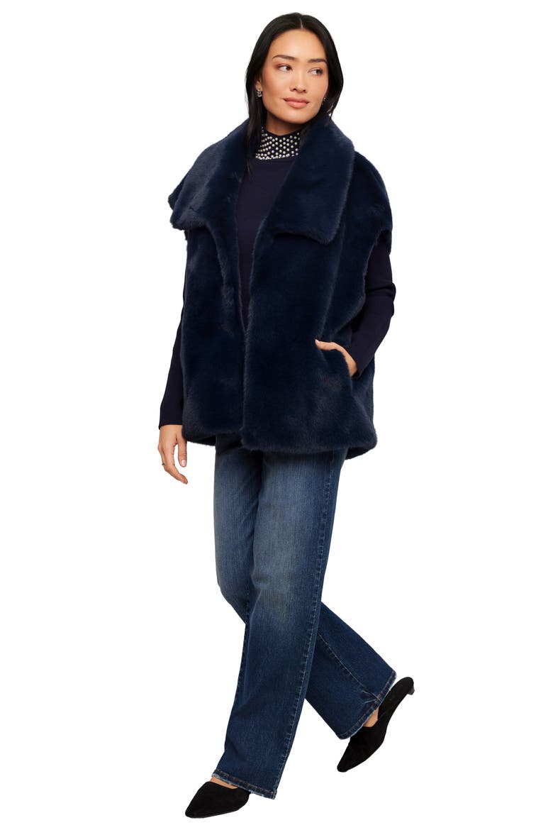 Faux Fur Vest, Alternate, color, NAVY
