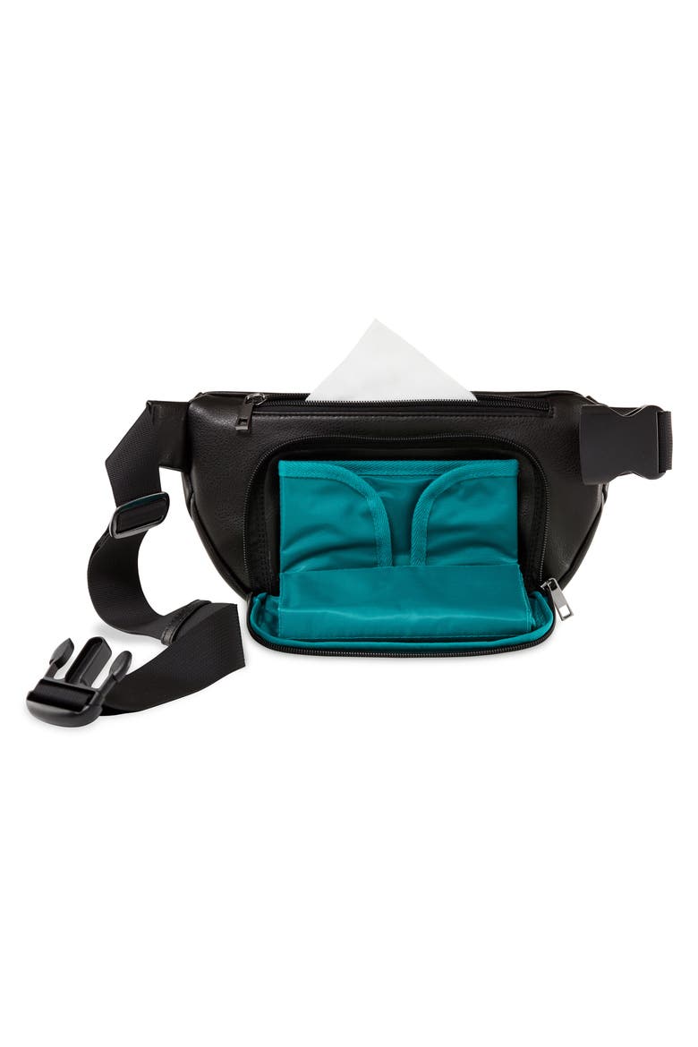 Faux Leather Diaper Belt Bag, Alternate, color, BLACK