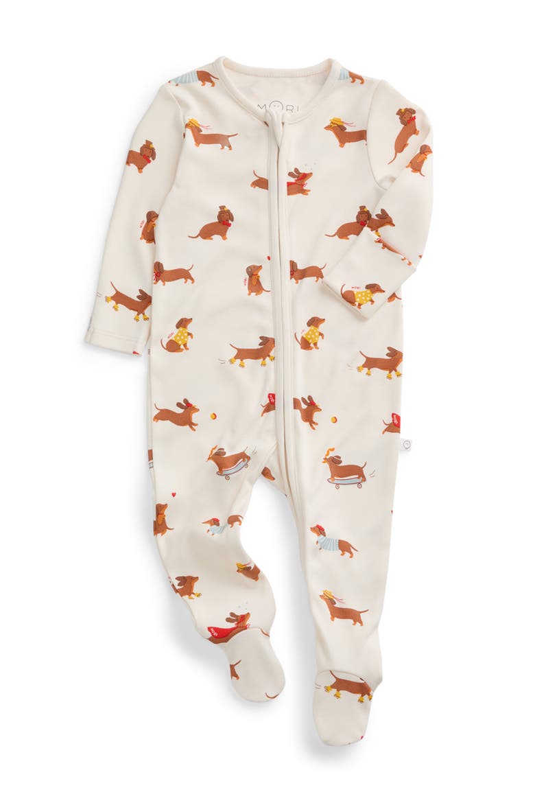 Print Two Way Zip Up Sleepsuit, Main, color, Sausage Dog Print