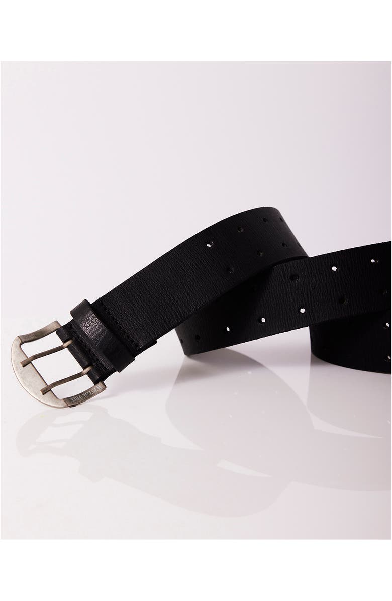 Free People WTF Double Cross Leather Belt, Alternate, color, Black