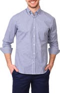 TailorByrd Gingham Stretch Cotton Button-Up Shirt