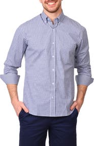 TailorByrd Gingham Stretch Cotton Button-Up Shirt