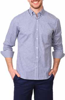 TailorByrd Gingham Stretch Cotton Button-Up Shirt