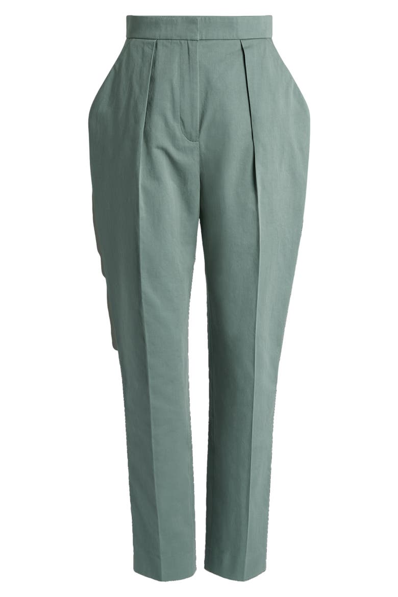 Cotton high-waisted trousers, Alternate, color, green