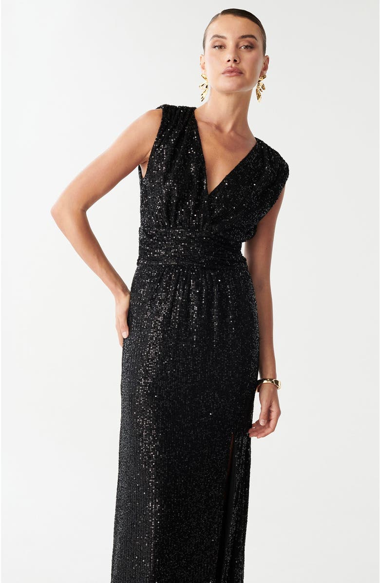 BWLDR Cottier Maxi Dress, Alternate, color, Black Sequin