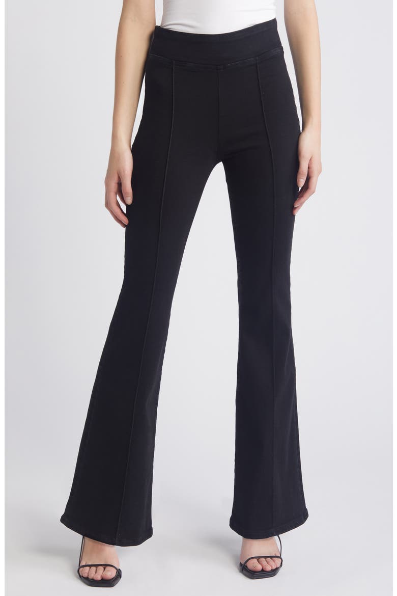 Jetset Pintuck Flare Jeans, Main, color, SHEEN NOIR