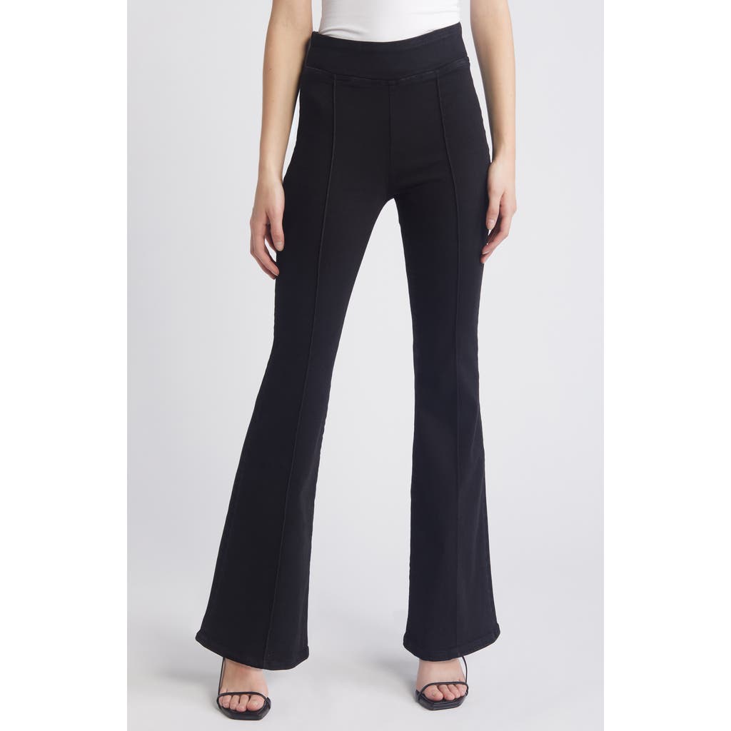 Frame Jetset Flare High-rise Flared Jeans In Sheen Noir