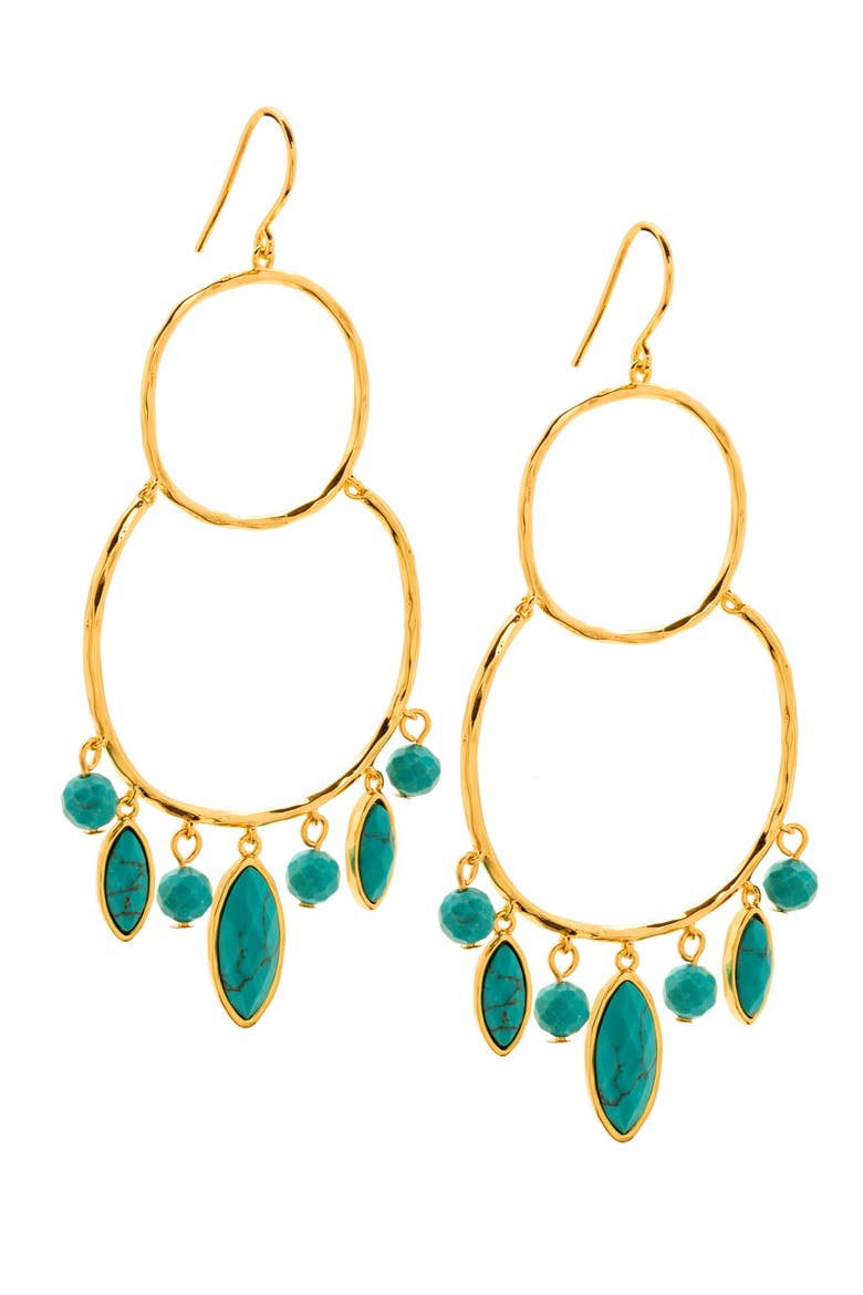 Eliza Chandelier Earrings, Main, color, TURQUOISE / GOLD