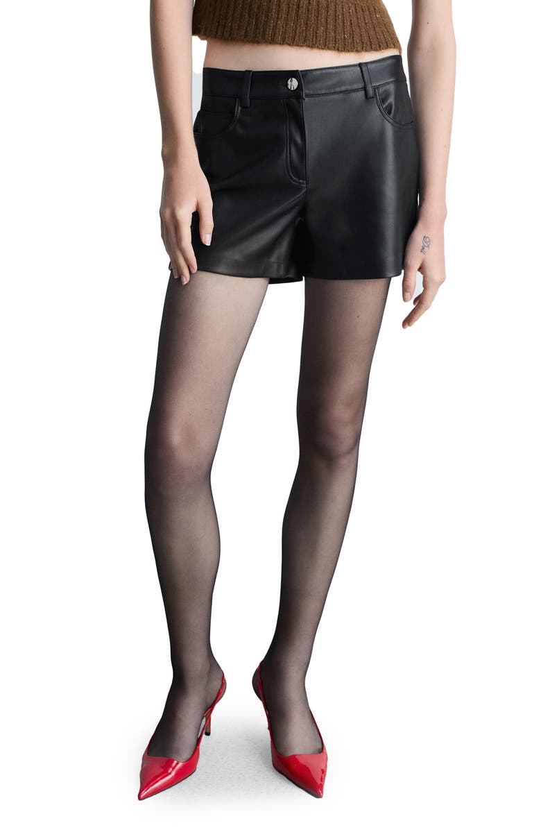 MANGO Bonnie Faux Leather Shorts, Main, color, 