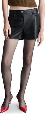 MANGO Bonnie Faux Leather Shorts