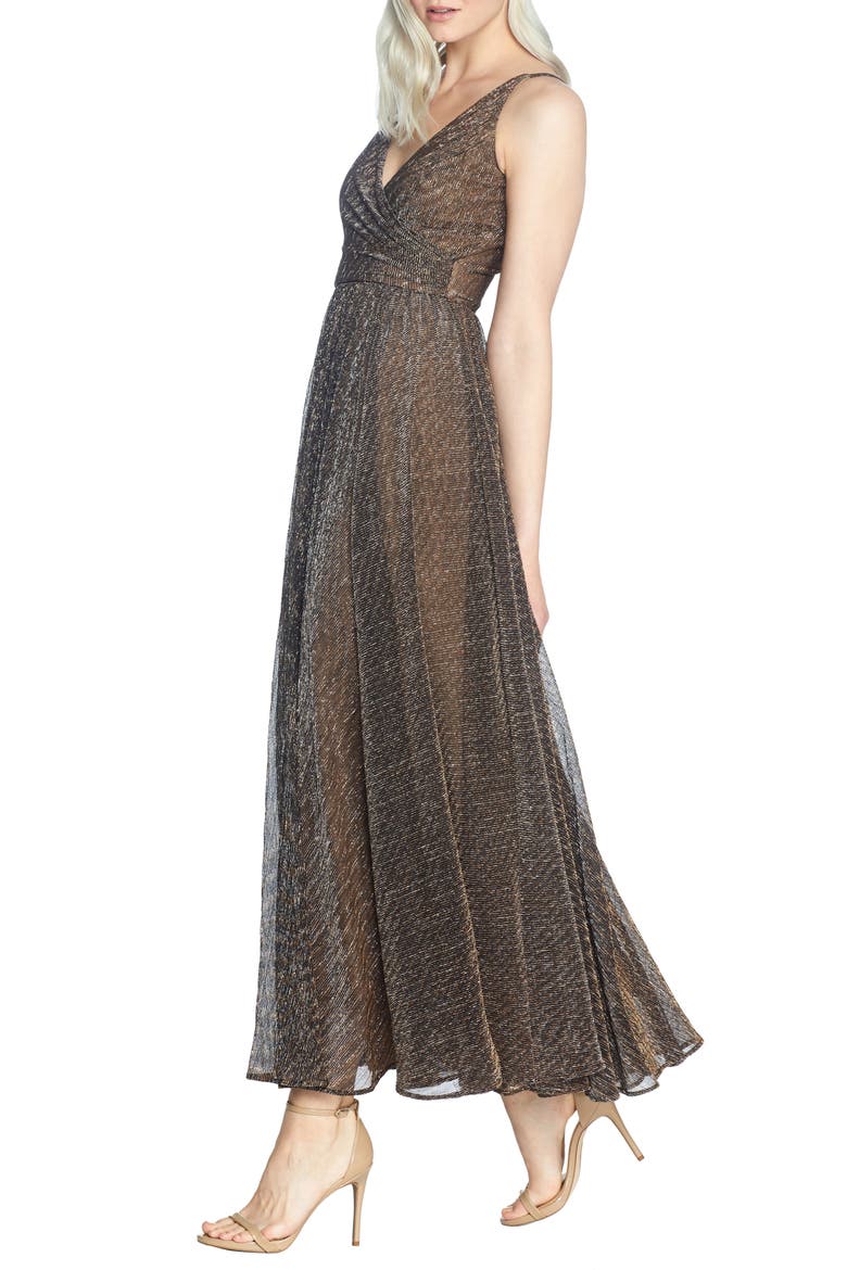 Valentina Metallic Fit & Flare Gown, Alternate, color, METALLIC BRONZE