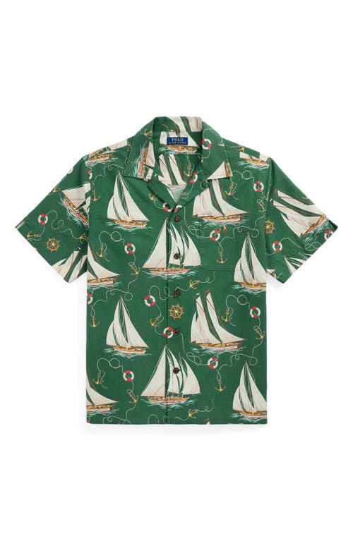 Polo Ralph Lauren Sailboat Print Cotton Oxford Cloth Camp Shirt