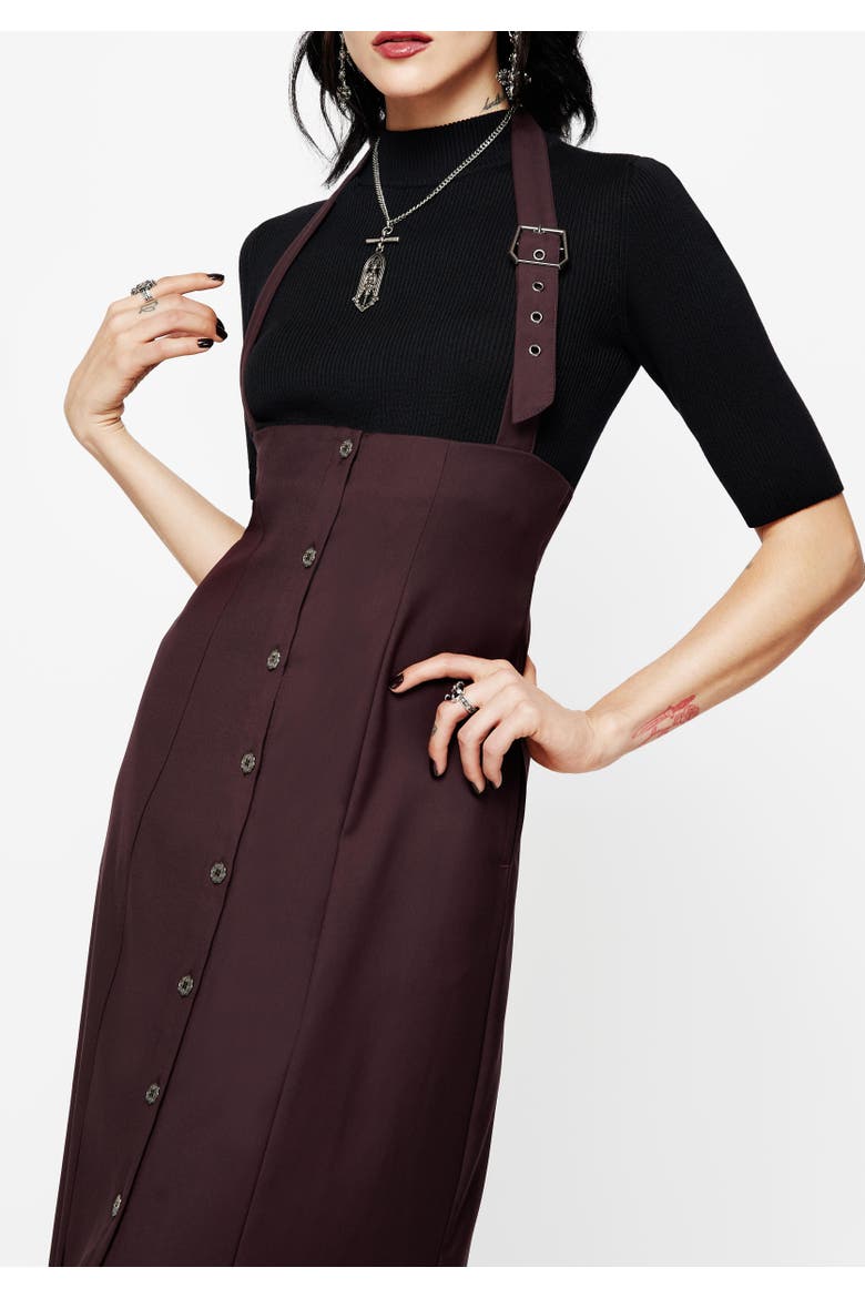 New Age Halter Neck Pinafore Midi Dress, Alternate, color, Purple