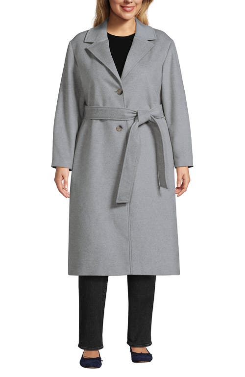 Lands' End Plus Size Wool Wrap Long Coat In Gray