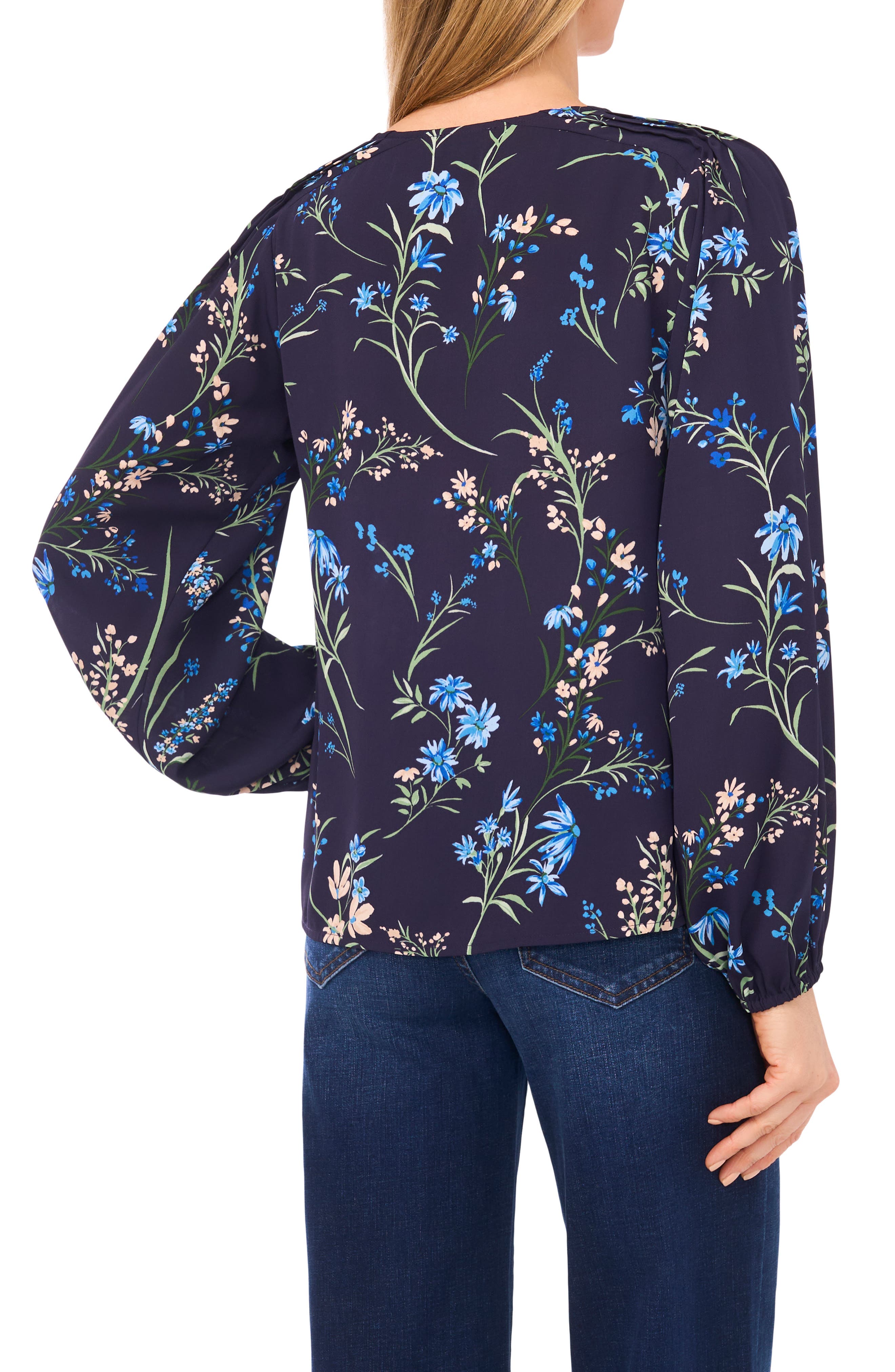 Floral Print Pintuck Top - image 2