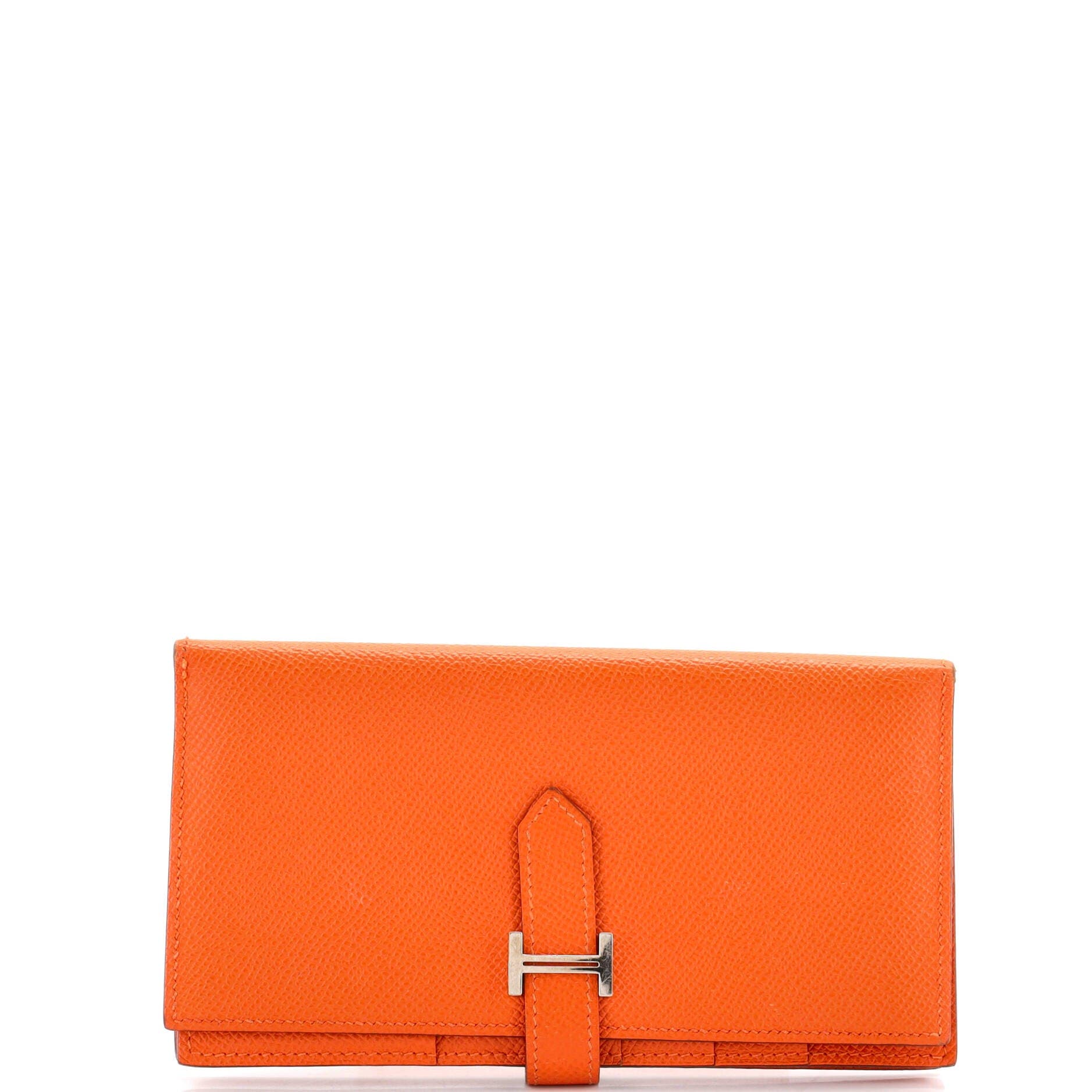 Pre-Owned Hermes Bearn Wallet Epsom Long, Main, color, Feu