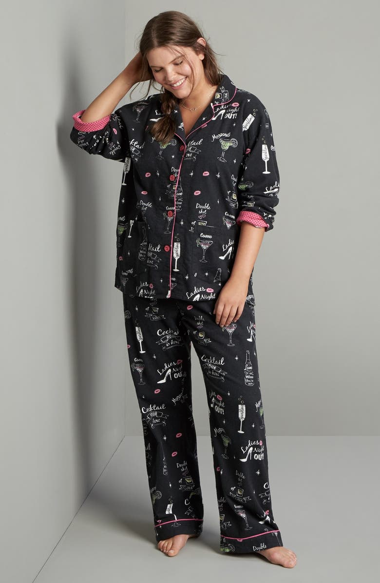 PJ Salvage Print Flannel Pajamas, Alternate, color,