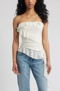 BP. Asymmetric Ruffle Lace Tube Top