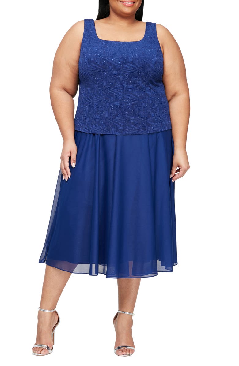 Alex Evenings Glitter Mock Two-Piece Dress with Jacket, Alternate, color, 