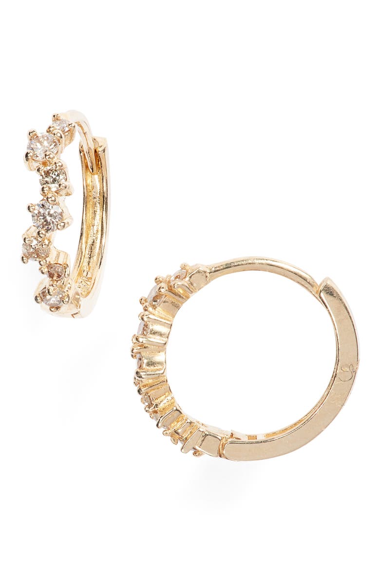 Odessa Diamond Huggie Hoop Earrings, Main, color, GOLD