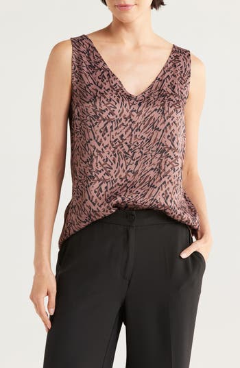 Nordstrom Double V-neck Tank In Brown