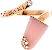 Pre-Owned Bvlgari Gelati Ring 18K Rose Gold with Pink Opal and Diamonds