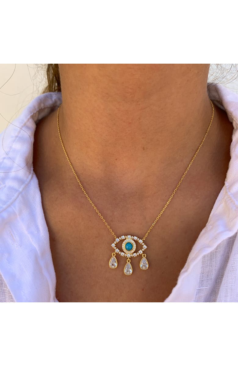 Gemma Azzurro Teardrop Turquoise Evil Eye necklace, Alternate, color, Turquoise