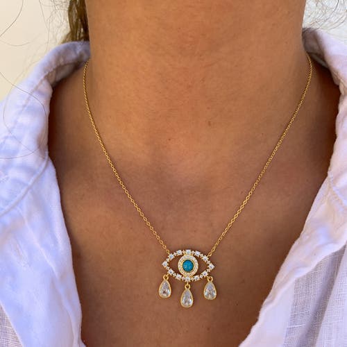 Gemma Azzurro Teardrop Turquoise  Evil Eye Necklace In Blue