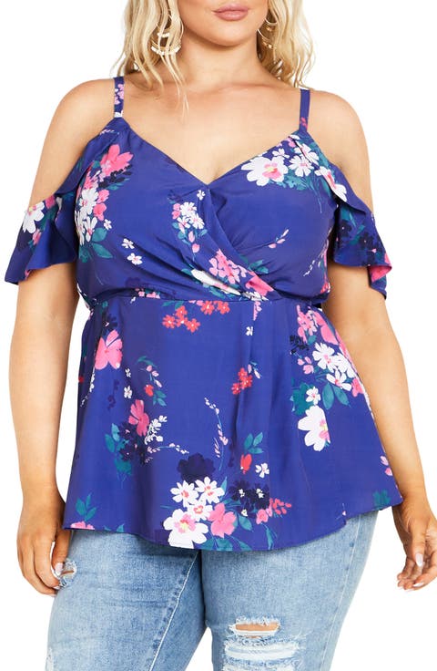 Kallie Floral Cold Shoulder Top (Plus)