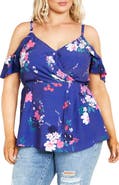 City Chic Kallie Floral Cold Shoulder Top