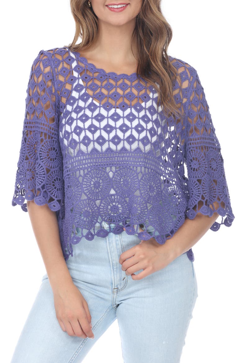 Crochet Top, Main, color, PURPLE