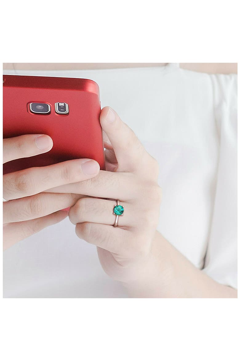 Lab Created Emerald Solitaire Ring, Alternate, color, GREEN