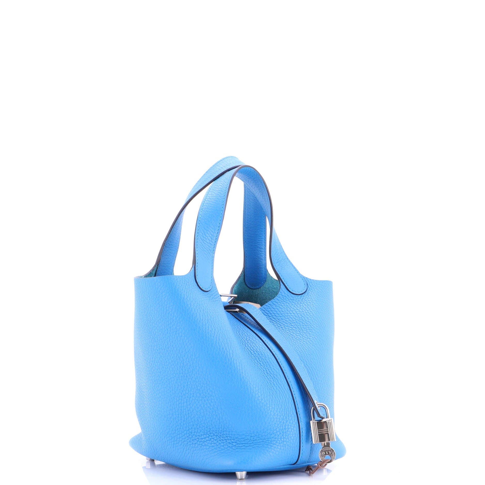 Pre-Owned Hermes Picotin Lock Bag Clemence PM, Alternate, color, Bleu Zanzibar