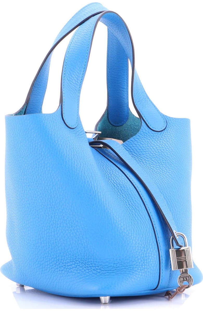 Pre-Owned Hermes Picotin Lock Bag Clemence PM, Alternate, color, Bleu Zanzibar