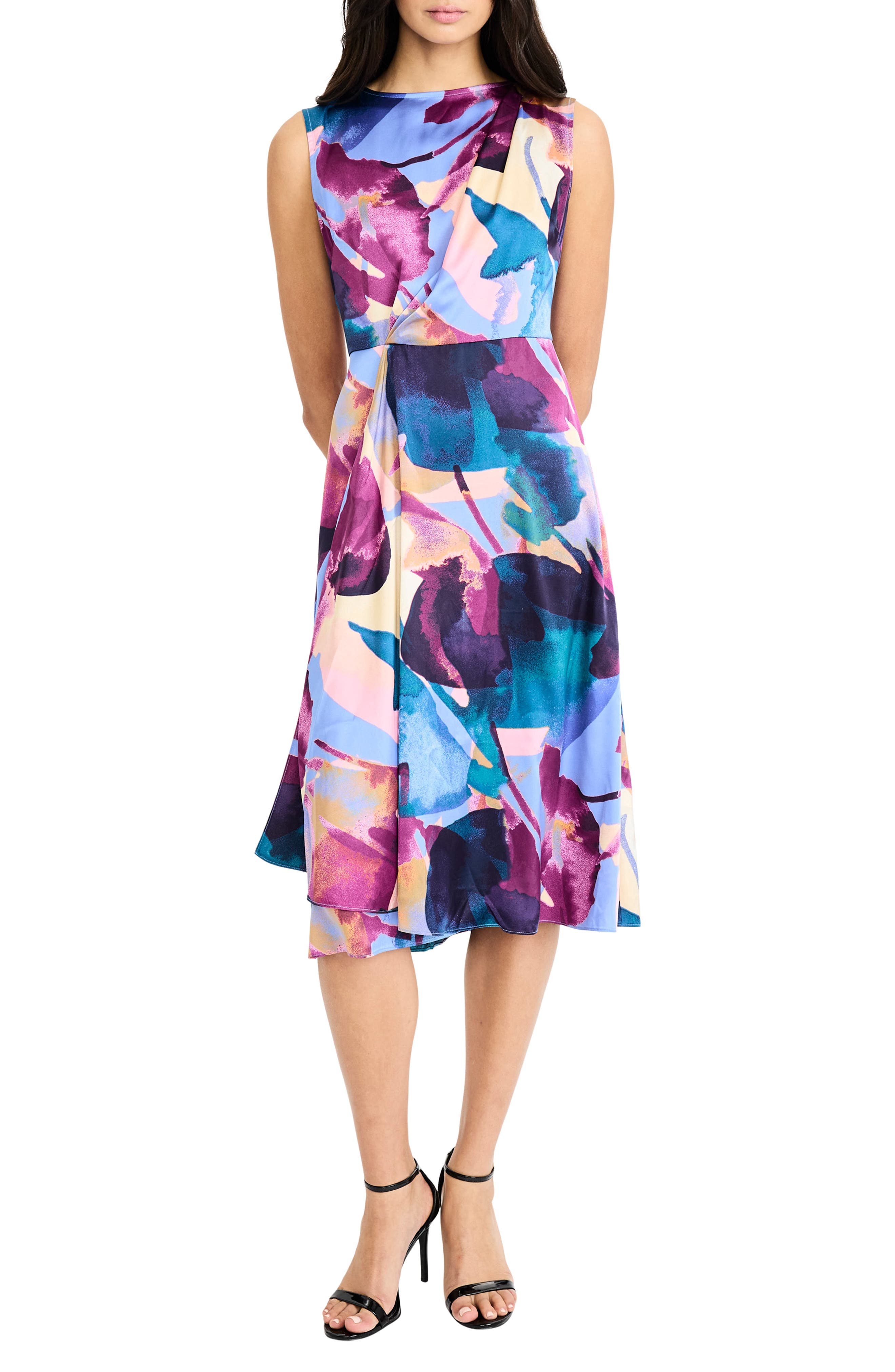 Maggy London Asymmetric A-Line Midi Dress