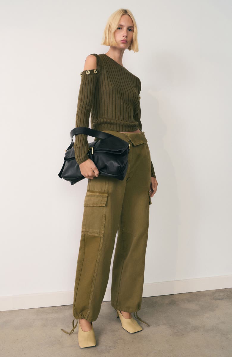 MANGO Convertible Cold Shoulder Rib Sweater, Alternate, color,