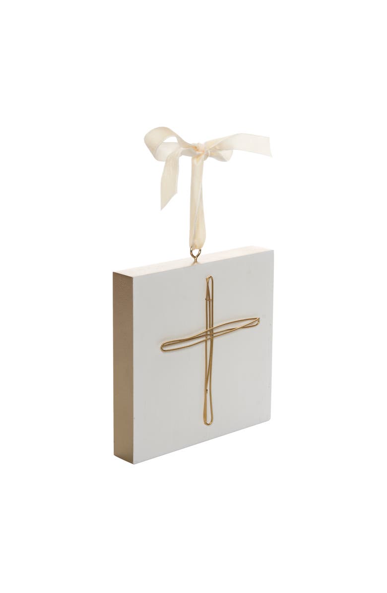 Transpac Off-White Wooden Christmas Cross Block Ornament Indoor Decor, Alternate, color, Off-White