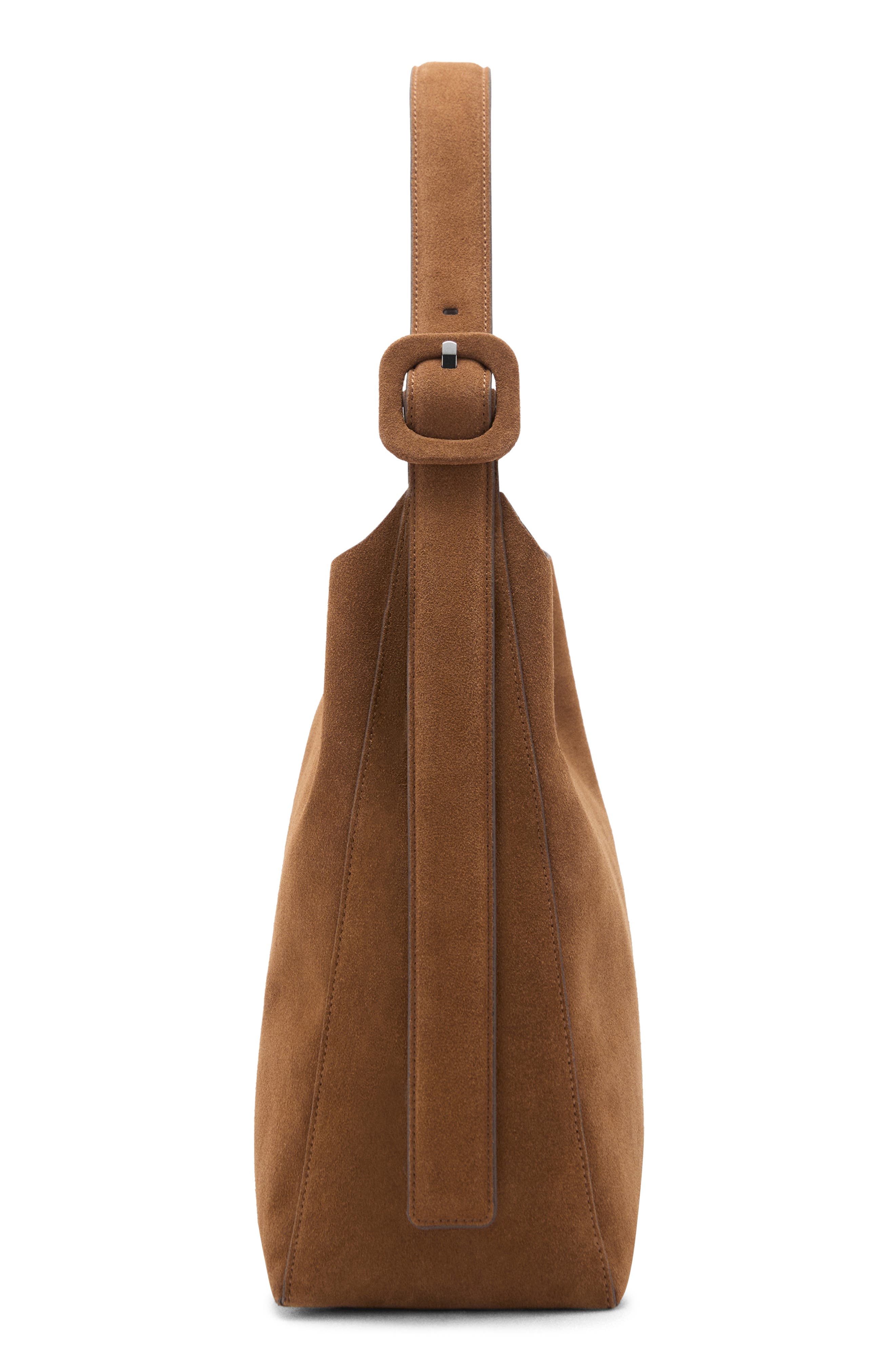 MANGO Large Suede Shopper Bag, Alternate, color, Leather
