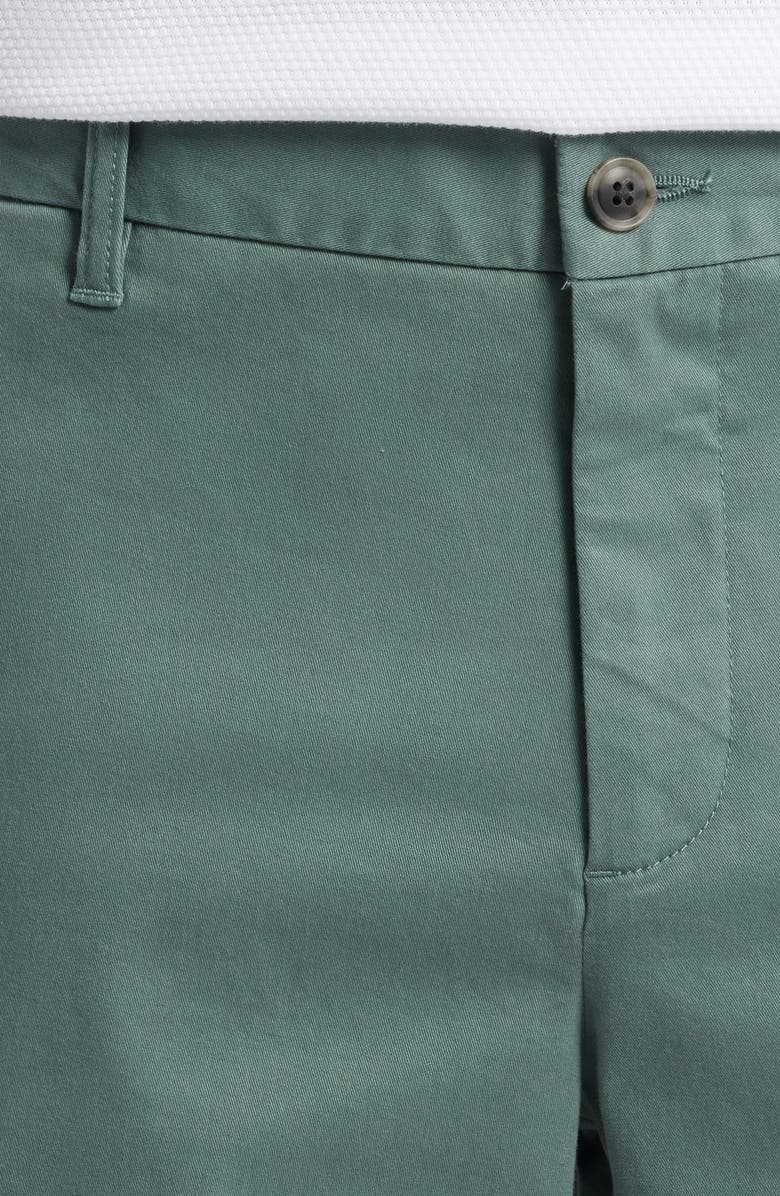 Nordstrom Heron Flat Front Cotton Stretch Twill Chino Shorts, Alternate, color, Green Balsam