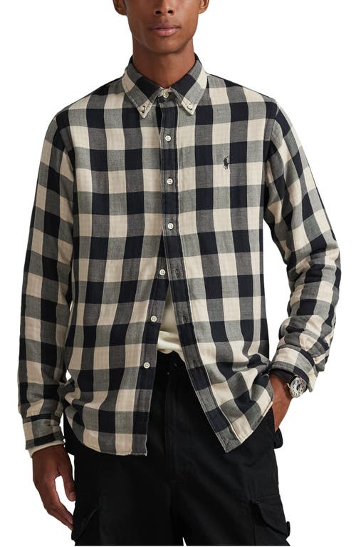 Polo Ralph Lauren Classic Fit Check Cotton Twill Button-down Shirt In Black
