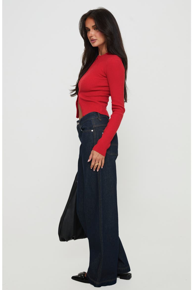 Suzu Rib Cardigan, Alternate, color, RED