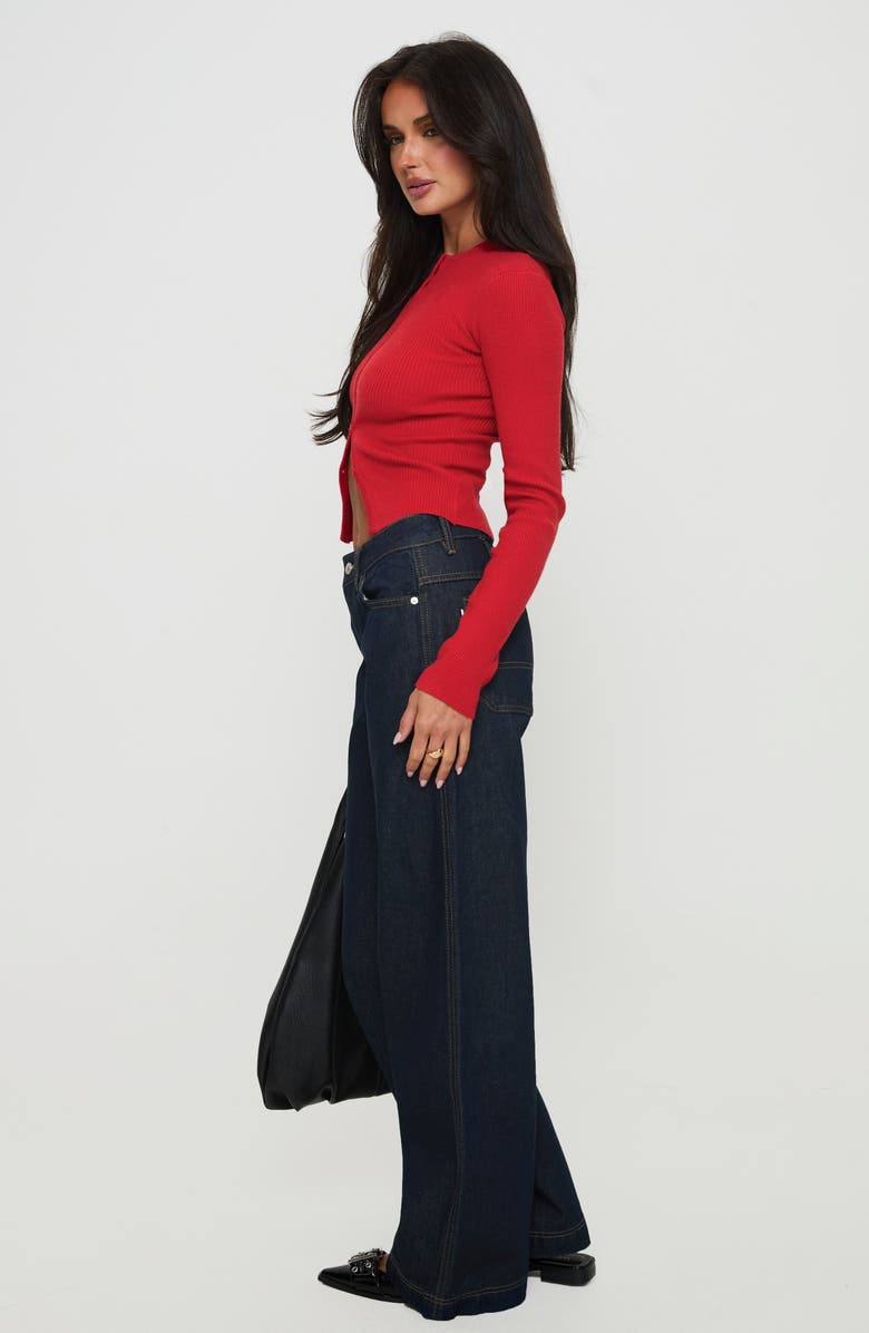 Princess Polly Suzu Rib Cardigan, Alternate, color, Red