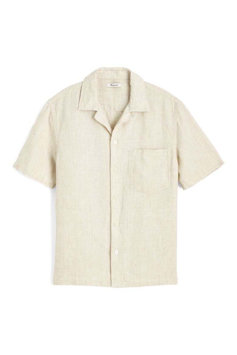 Linen Camp Shirt, Main, color, BLEACHED