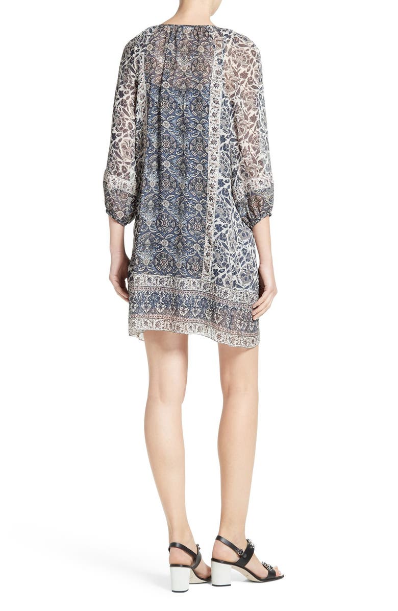 Joie 'Foxley' Floral Print Silk Peasant Dress, Alternate, color, 