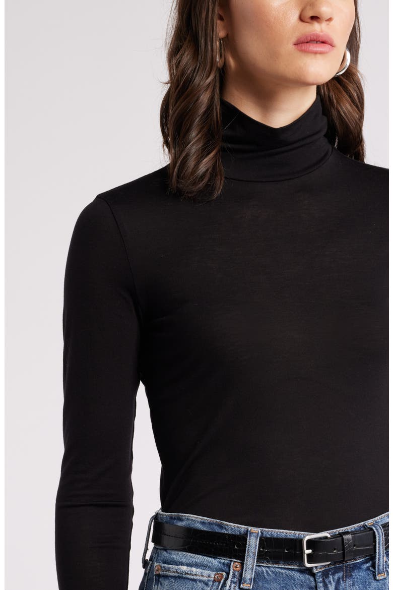 Lyocell & Wool Turtleneck, Alternate, color, BLACK