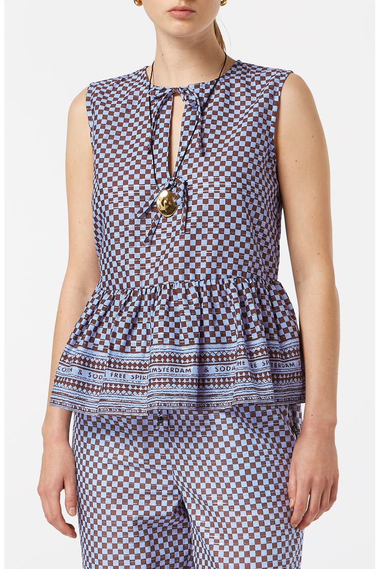 Bow Details Sleeveless Top, Main, color, BLOCK PRINT